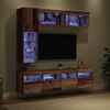 vidaXL TV-Schr&auml;nk mit LED Wandmontiert 7 pcs Altholz Holzwerkstoff