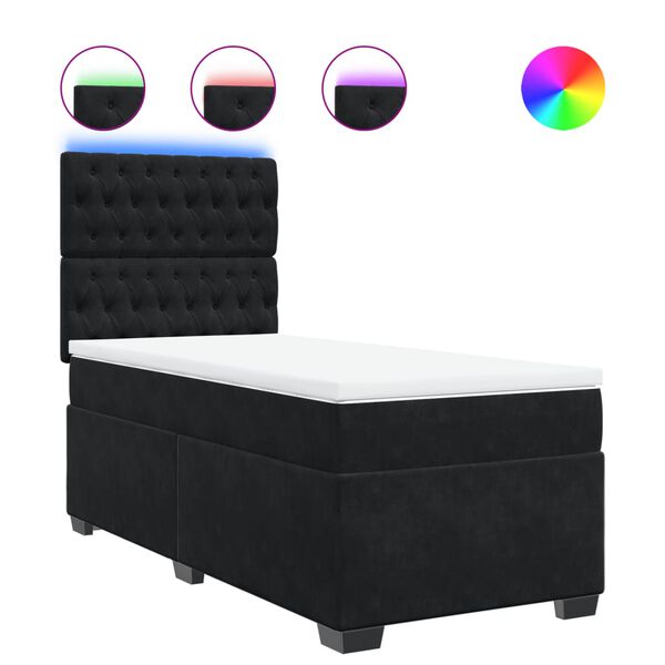 vidaXL Boxspringbett mit Matratze Schwarz 90x200 cm Samt