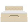 vidaXL Ottomane Bett mit Matratze & LEDs Creme 140x200 cm Stoff