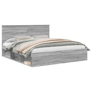 vidaXL Bettrahmen Sonoma-Grau 200 x 200 cm Massives Kiefernholz