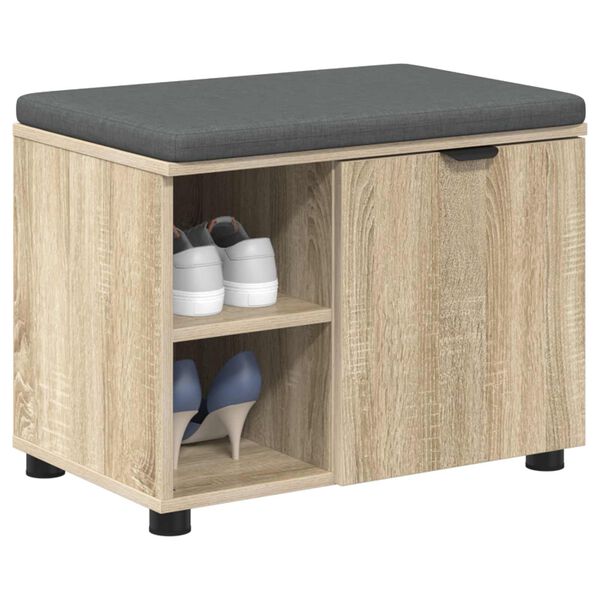 vidaXL Flurbank mit Kissen Uni Sonoma-Eiche 60 x 38 x 46 cm