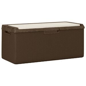 vidaXL Gartentruhe mit Sitzkissen Braun 350 L PP