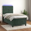 vidaXL Boxspringbett mit Matratze & LED Dunkelgr&uuml;n 90x190 cm Samt