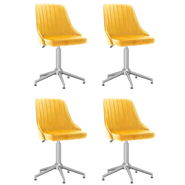 vidaXL Esszimmerst&uuml;hle 4 Stk. Drehbar Gelb Samt