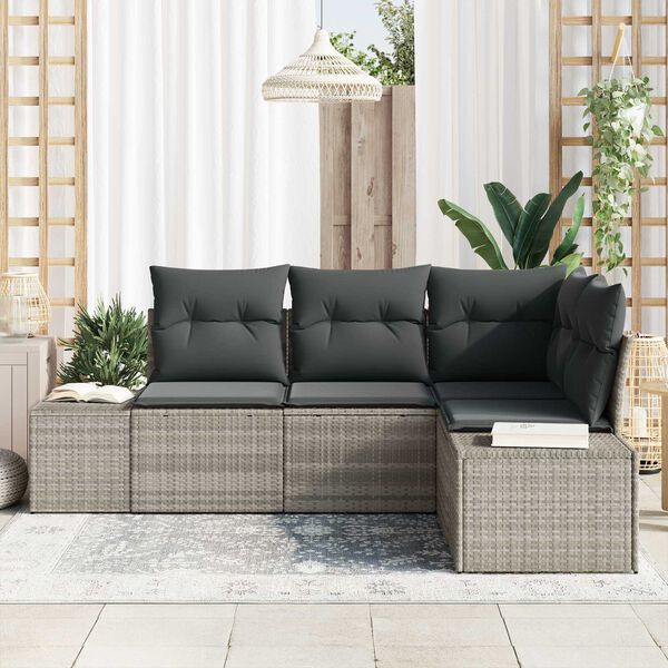 vidaXL Gartensofa-set 4 pcs Hellgrau Poly-Rattan