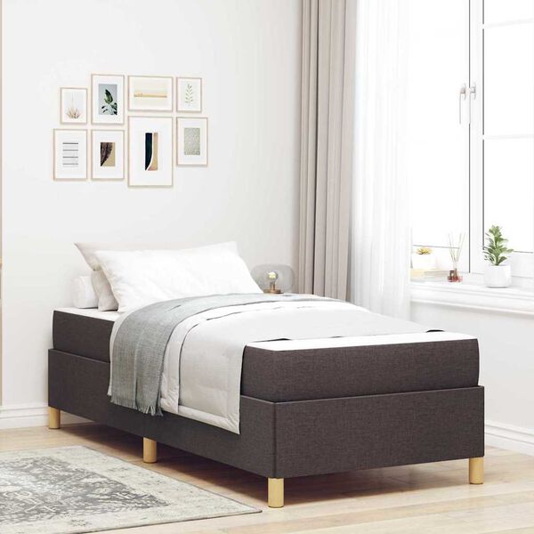 vidaXL Bettrahmen mit Matratze Dunkelbraun 90 x 190 cm Stoff