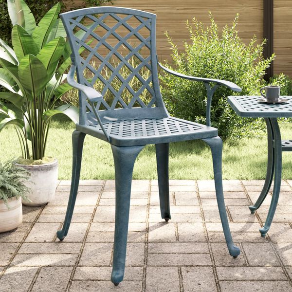 vidaXL Gartenst&uuml;hle 2 Stk. Gr&uuml;n Aluminiumguss