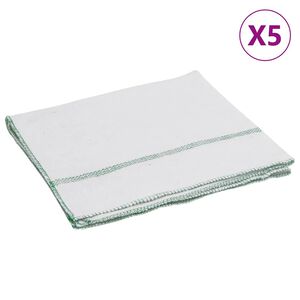 vidaXL Reinigungst&uuml;cher 5 Stk. Wei&szlig; mit Gr&uuml;nen Gestreift 50x60 cm