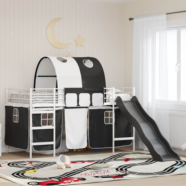 vidaXL Kinder-Etagenbett Wei&szlig; und Schwarz 99,5 x 200 cm Metall
