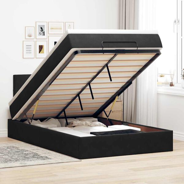 vidaXL Ottoman-Bett mit Matratze Schwarz 120x200 cm Samt