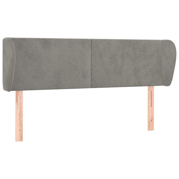 vidaXL Kopfteil mit Ohren Hellgrau 147x23x78/88 cm Samt