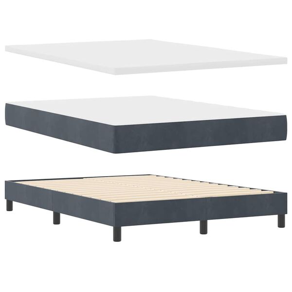 vidaXL Boxspringbett mit Matratze Dunkelgrau 160 x 200 cm Samt