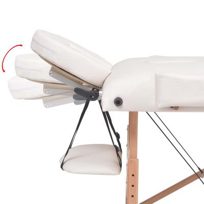 vidaXL Massageliege 3-Zonen mit Hocker Klappbar 10 cm Sitz Weiß