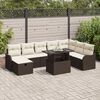 vidaXL Garten-Sofa-Set mit Kissen mit Speicher 9 pcs Braun Poly Rattan