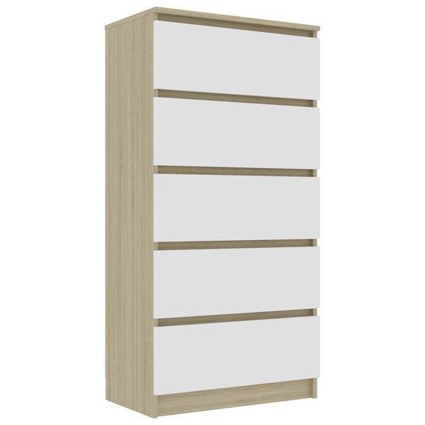 vidaXL Sideboard mit Schubladen Wei&szlig; Sonoma-Eiche 60x35x121cm