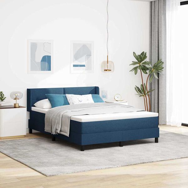 vidaXL Boxspringbett mit Matratze Blau 190 x 140 cm Polyester