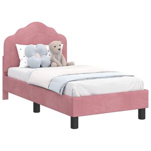 vidaXL Kinderbettgestell mit Kopfteil Rosa 70 x 140 cm Samt