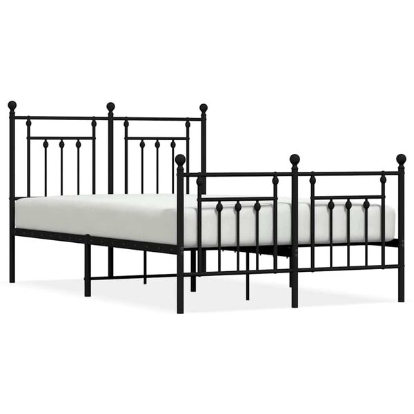 vidaXL Bettgestell mit Kopf- und Fu&szlig;teil Metall Schwarz 120x190 cm