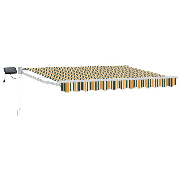 vidaXL Manuelle Gelenkarmmarkise mit LEDs Gr&uuml;n und Gelb 3,5 x 2,5 m