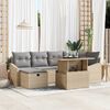 vidaXL Garten-Sofa-Set mit Kissen mit Speicher 7 pcs Beige Poly Rattan