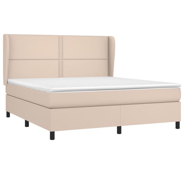 vidaXL Boxspringbett Matratze Cappuccino-Braun 180x200 cm Kunstleder