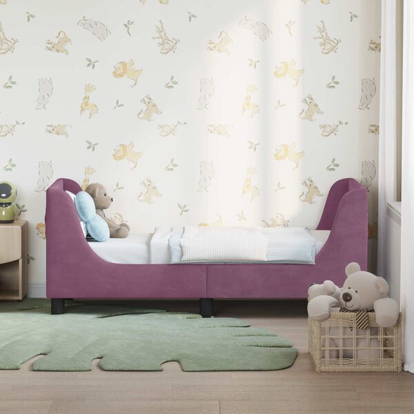 vidaXL Kinderbettgestell mit Kopfteil Lila 70 x 140 cm Samt