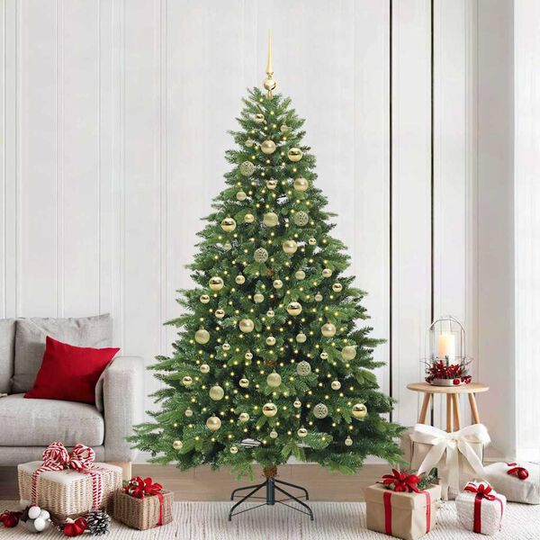 vidaXL K&uuml;nstlicher Weihnachtsbaum mit 300 LEDs Gr&uuml;n 210 cm PE und PVC
