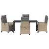 vidaXL Garten Essgruppe mit Kissen 5 pcs Beige Poly-Rattan