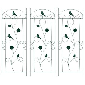 vidaXL Gartenzaun 3 Stk. Gr&uuml;n 110 x 40 cm Stahl