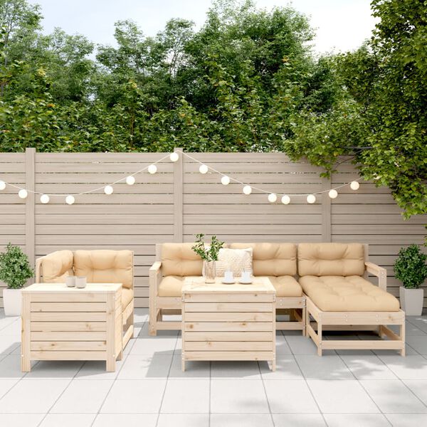 vidaXL 7-tlg. Garten-Sofagarnitur Massivholz Kiefer