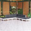 vidaXL 7-tlg. Garten-Lounge-Set mit Kissen Wei&szlig; Kiefernholz