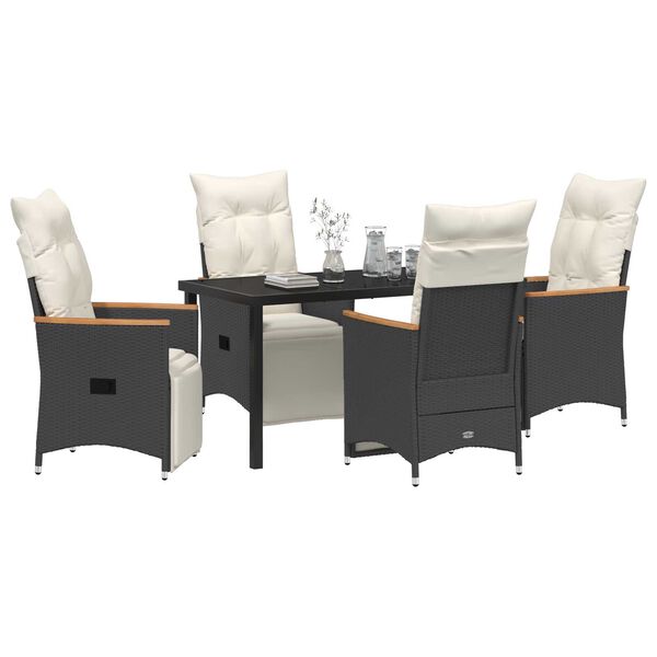 vidaXL Garten Essgruppe mit Kissen 5 pcs Schwarz Poly-Rattan
