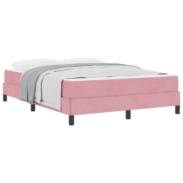 vidaXL Boxspringbett mit Matratze Rosa 160 x 220 cm Stoff