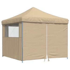 vidaXL Partyzelt Faltbar Pop-Up mit 4 Seitenteilen Beige