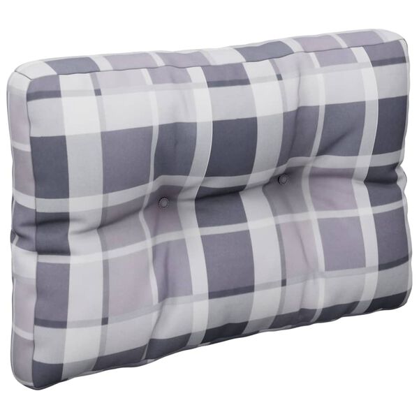 vidaXL Palettenkissen Grau Karomuster 60x40x12 cm Stoff
