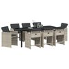 vidaXL Garten Essgruppe 9 pcs Hellgrau Poly-Rattan