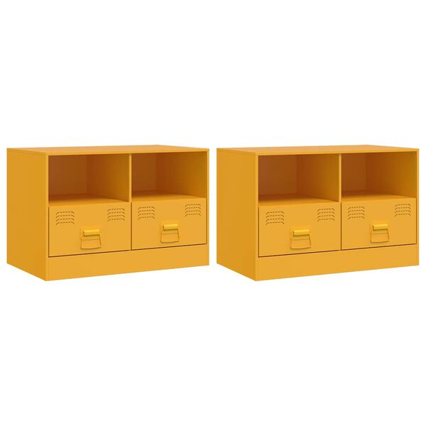 vidaXL TV-Schr&auml;nke 2 Stk. Senfgelb 67x39x44 cm Stahl