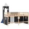vidaXL Kinderhochbett mit Turm Wei&szlig; & Schwarz 90x200 cm Kiefernholz
