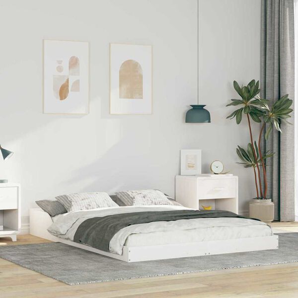 vidaXL Bettrahmen Wei&szlig; 120 x 200 cm Massives Kiefernholz