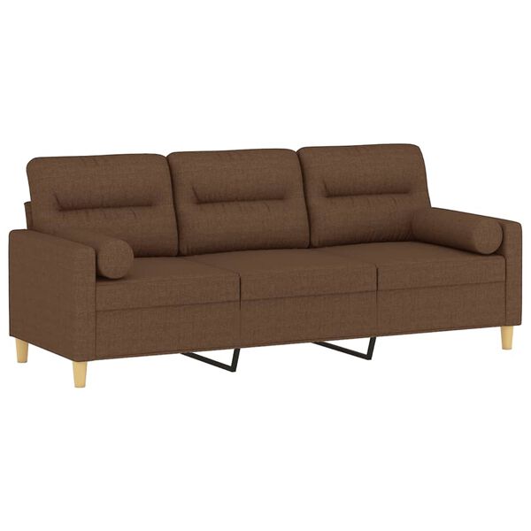 vidaXL 3-Sitzer-Sofa mit Zierkissen Braun 180 cm Stoff