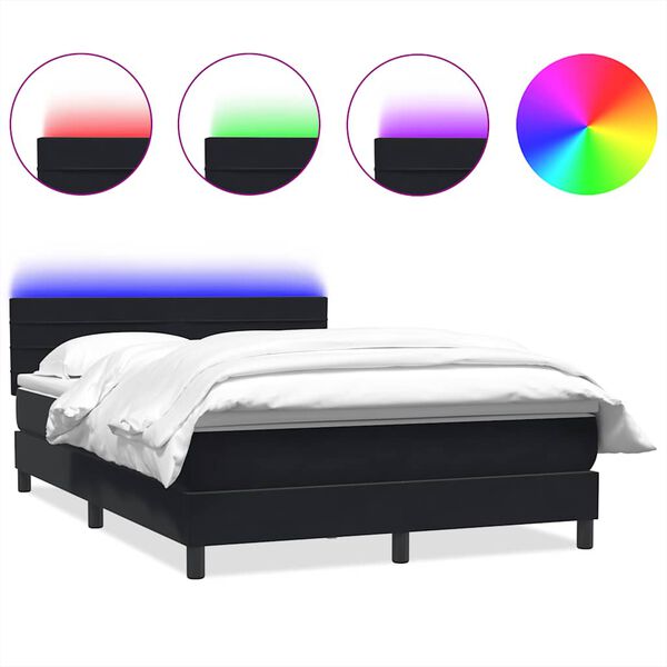 vidaXL Boxspringbett mit Matratze & LED Schwarz 160x210 cm Samt