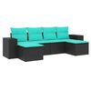 vidaXL 6-teiliges Gartensofa-Set mit Kissen, schwarzes Polyrattan