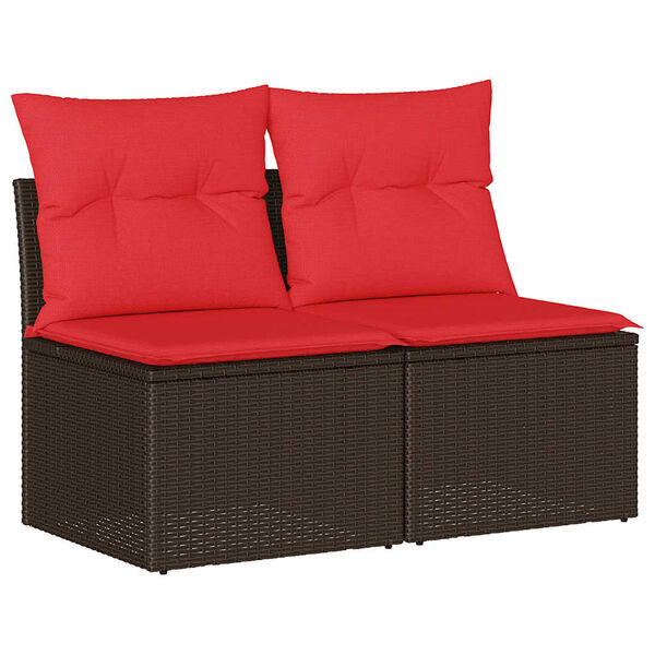 vidaXL 2-tlg. Garten-Sofagarnitur mit Kissen Braun Poly Rattan Akazie