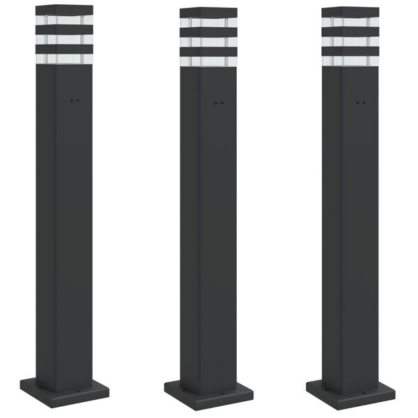vidaXL Wegeleuchten mit Steckdose 3 Stk. Schwarz 80 cm Aluminium