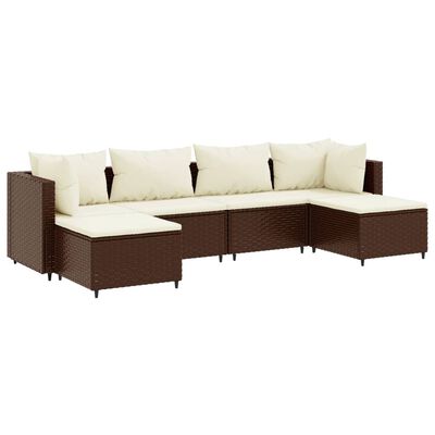 vidaXL 6-tlg. Garten-Lounge-Set mit Kissen Braun Poly Rattan