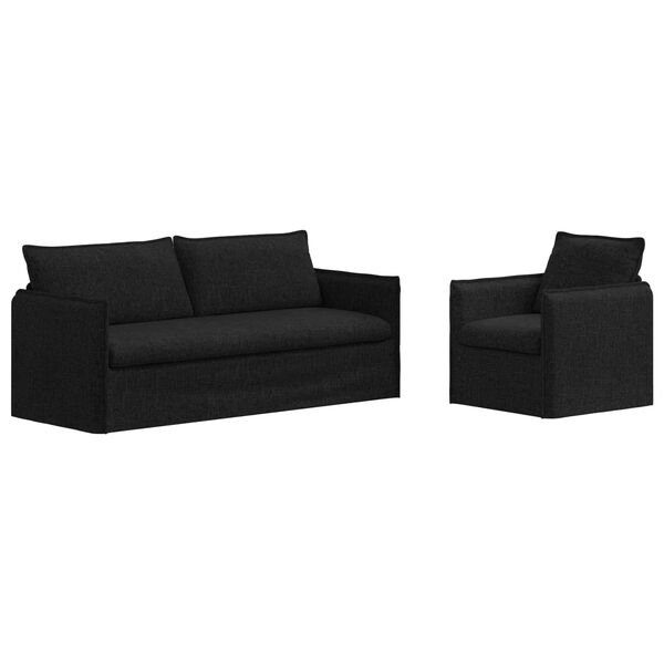 vidaXL Sofa Set 2 pcs Schwarz 196 x 82 x 85 cm Stoff