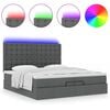 vidaXL Ottoman-Bett mit Matratzen & LEDs Dunkelgrau 200x200 cm Stoff