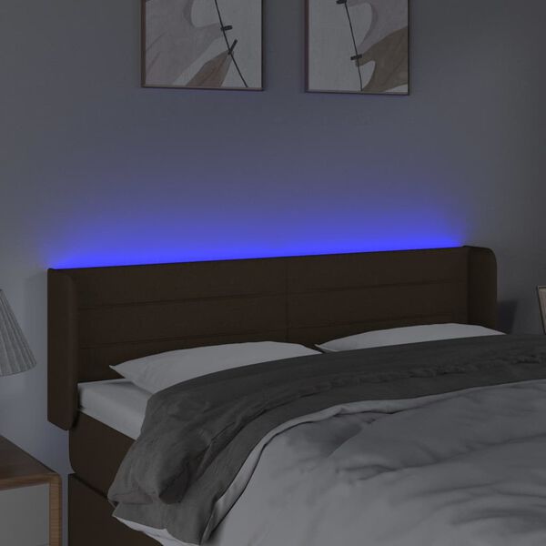 vidaXL LED Kopfteil Dunkelbraun 147x16x78/88 cm Stoff