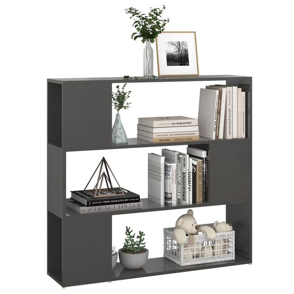 vidaXL B&uuml;cherregal Raumteiler Hochglanz-Grau 100x24x94 cm