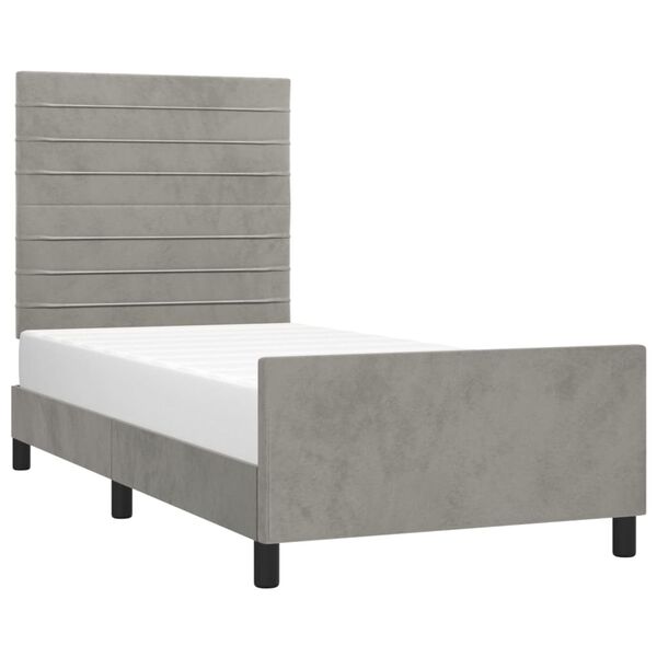 vidaXL Bettgestell ohne Matratze Hellgrau 90x200 cm Samt